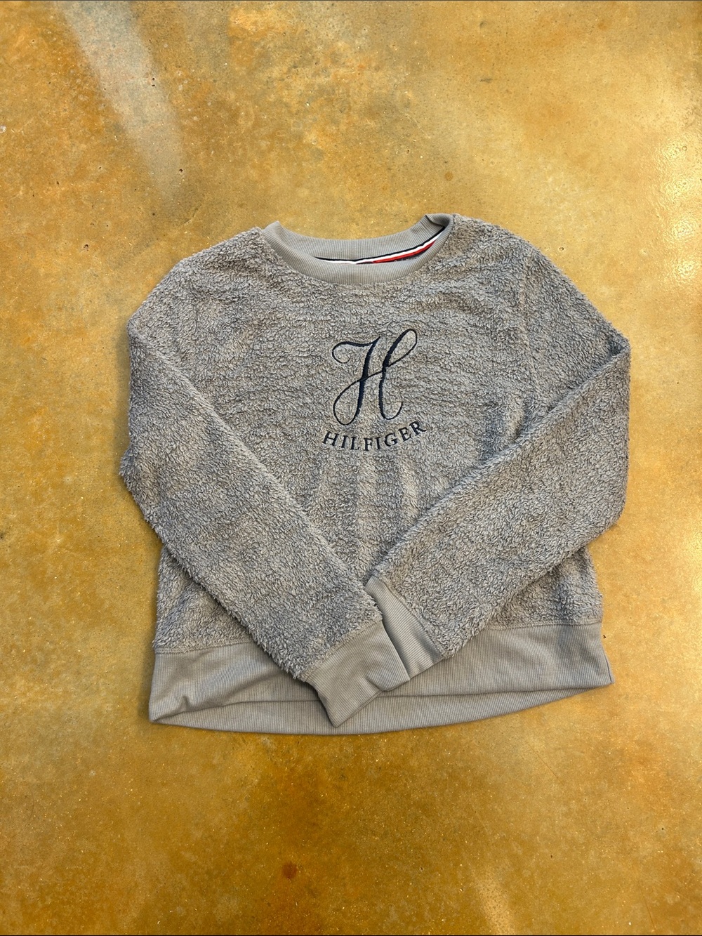 Tommy Hilfiger Gray Plush Jogger Pants and sweatshirt set
